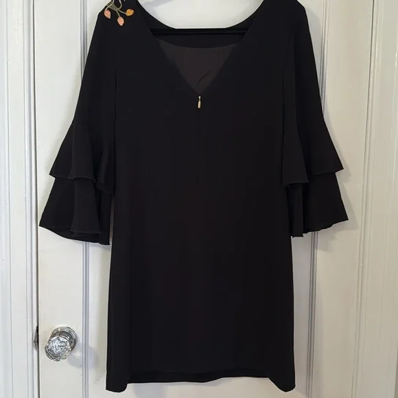 Trina Turk Black Floral Embroidered Dress, SIZE 8 NWOT - Picture 4 of 10